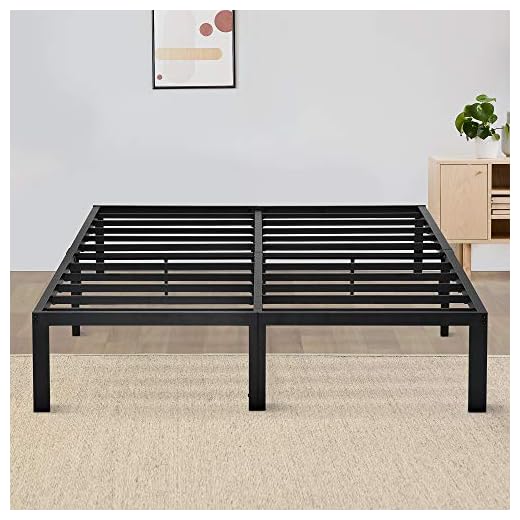 Olee Sleep 14 Inch Tall T-2000 Steel Slat Bed Frame, Queen, Black