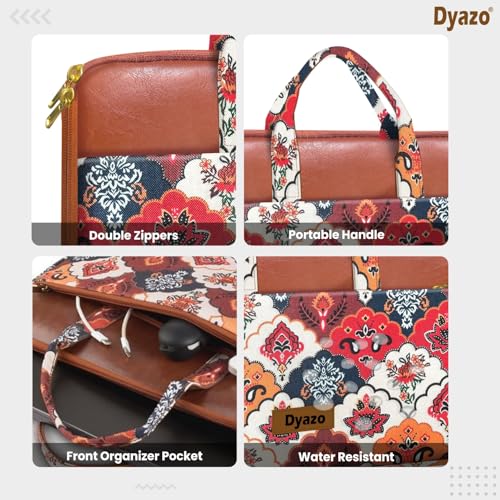 Image of Dyazo 15-15.6 Inch Stylish Laptop Sleeve | Handcrafted Jute & Vegan Leather Case with Zipper | Lightweight and Durable Laptop Bag for Work, College & Travel for Woman