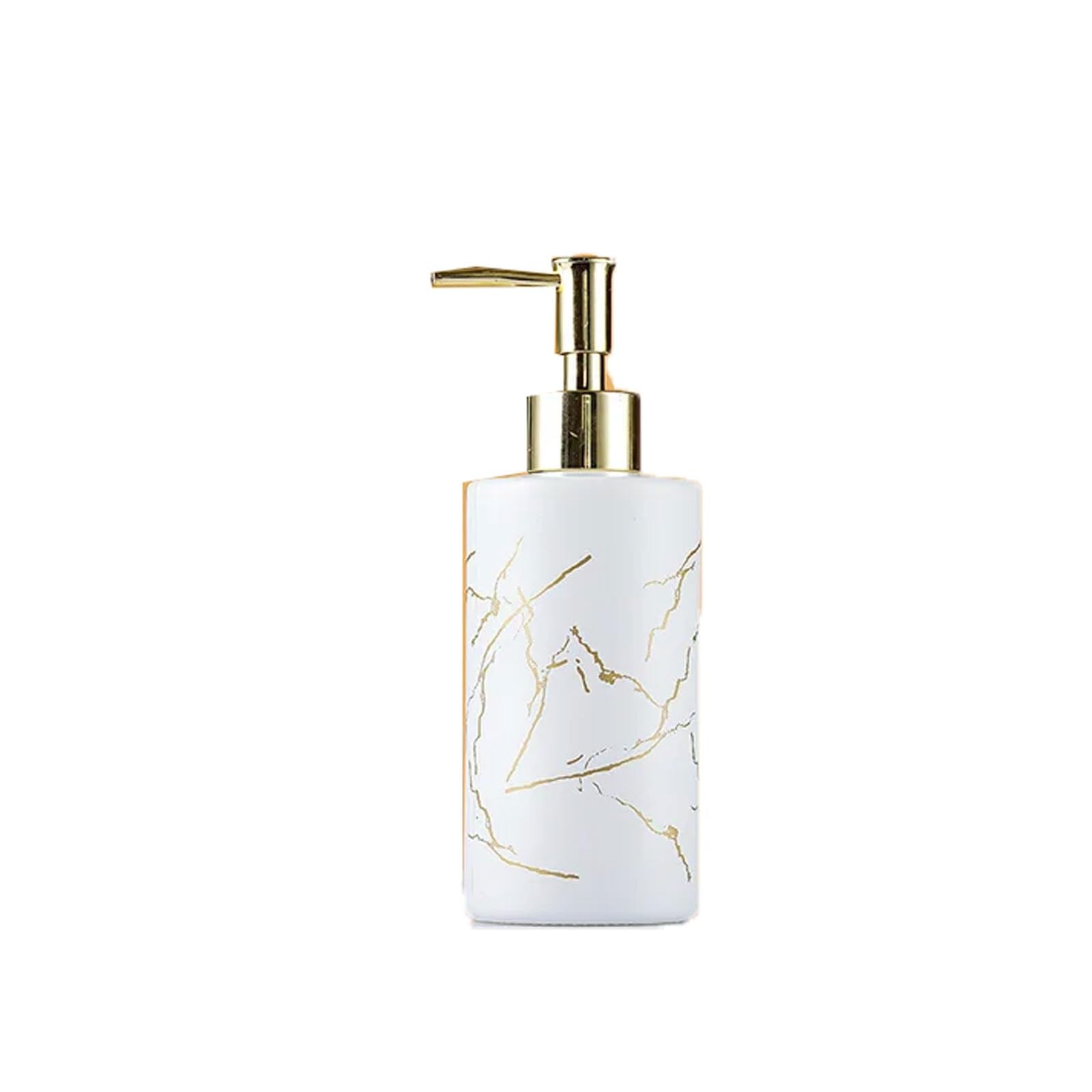 10.8oz Marbling Glass Soap Dispenser Unique Farmhouse Decorative Design, Wide Mouth Refill, Countertop Lotion(Wei�)
