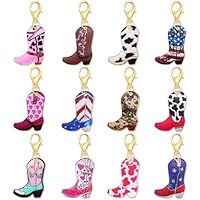 TUCEWP 12Pcs Cute Cowboy Charms for Women Colorful Cowgirl Boots Clip-on Charms Western Boots Stitch Markers Shoe Charm for Sneakers Shoelaces Charm Purse Bag Wallet Pendants Country Accessories