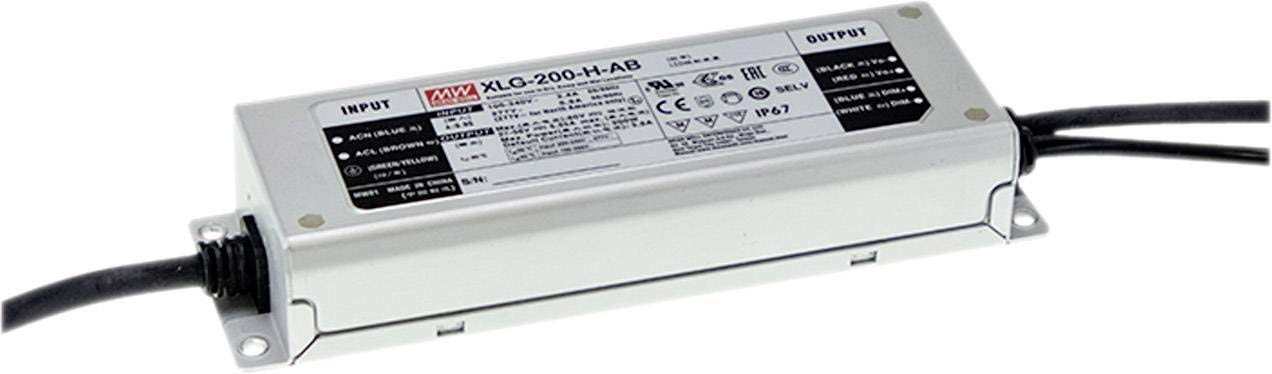 Mean Well XLG-200-H-AB - Driver LED, potenza costante, 200 W, 3500-5550 mA 27-56 V/DC 3 in 1, dimmer Fu