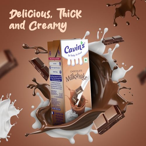 Image of Cavin's Chocolate Milkshake | Classic Chocolate Flavoured Ready to Drink Milk Beverage | Smooth & Creamy | No Added Preservatives | 180ml
