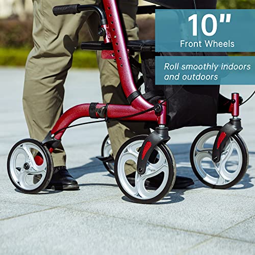 image for ELENKER Upright Rollator Walker, Stand Up Folding Rollator Walker Back