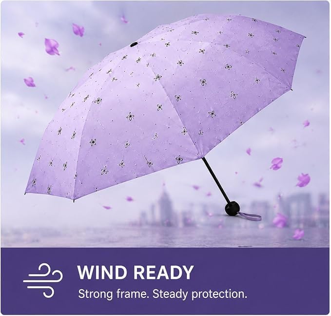 Image of Ozoy umbrella for women,Travel - Mini Folding Compact with Case, 6 Ribs Lightweight Portable Small Sun&Rain Pocket Umbrella for Girls and Women
