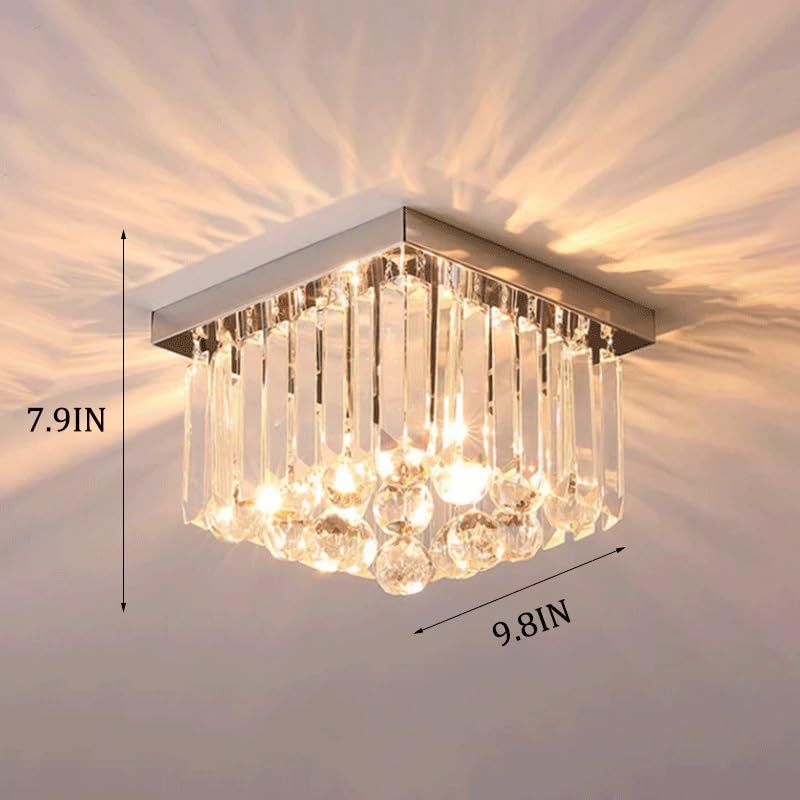 Plafonnier moderne pour couloir et balcon lustre argenté chic E14