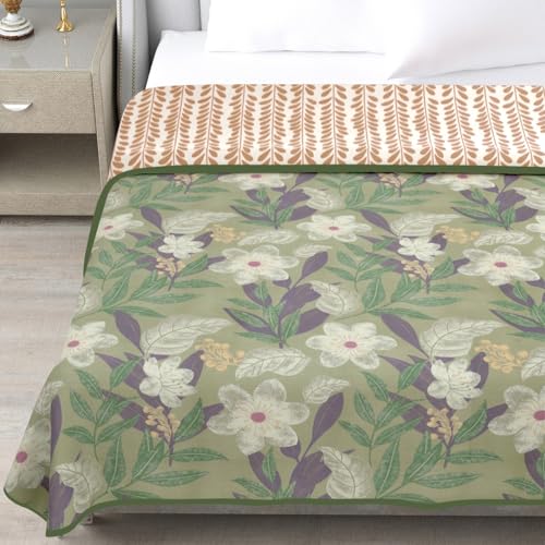 Image of Homestan Reversible All Season Cotton Feel Dohar for Double Bed,Soft Light Weight AC Blanket /Comforter for Summer /Winter /Monsoon (84x88 Inches, Tropic Dew)