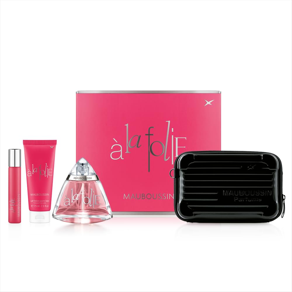 Mauboussin - Coffret Prestige A La Folie : Eau de Parfum 100ml, Lait Corps 75ml, Travel Spray 20ml & Sac Bandoulière