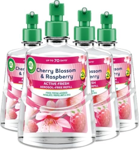 Air Wick Cherry Blossom & Raspberry 24/7 Active Fresh Refill 228ml x 4 Pack - Lasts up to 70 days Air Freshener
