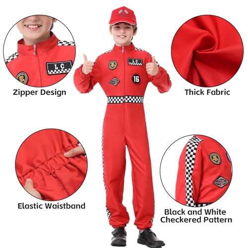 Disfraz de Piloto de Carreras para Niños Rojo Talla 150 miniatura 4