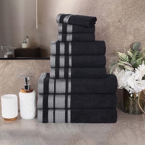 Superior Cotton 9 Piece Towel Set, Plush Soft Absorbent Towels,