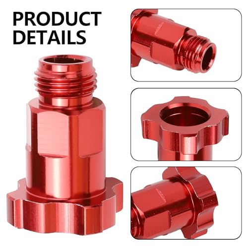 Image of Hovom Car Spray Gun Cup Adapter, 16mm 1.5mm External Thread Master Elite Paint System MPS Spray Gun Cup Adapter, Spray Gun Paint Cup Adapter with 6 PCS HVLP Filters Fine Mesh (Red+External Thread)