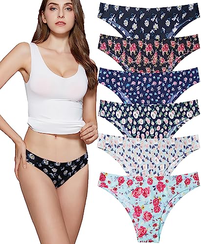 Kingfung Womens Seamless Panties Soft Stretch Invisibles Briefs No Show Hipster Underwear(Bikini M) #TOP12