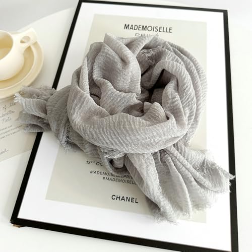 Women Summer Cotton Linen Crinkle Vintage Soft Long Scarf Linen Beach Shawl Wrap4