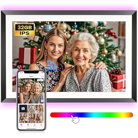 BIGASUO 10.1" WiFi Digital Picture Frame with LED Light, 1280 * 800 HD Touch Screen Smart Photo Frame, 32GB Memory, Support USB/SD Card, Auto-Rotate, Share Photos/Videos Remotely via Uhale APP Cover