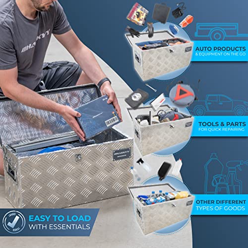 HASKYY Aluminium Transportbox 615x265x300 mm Truckbox Deichselbox Werkzeugkasten Alubox Alukoffer