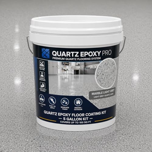 Premium Epoxy Quartz Sand Floor Coating - Heavy Duty Quartz Garage Floor Coating Self Leveling, Slip-Resistant, Waterproof & Wear-Resistant for Indoor/Outdoor Garage, Basement, Shop, Concrete Better than Paint