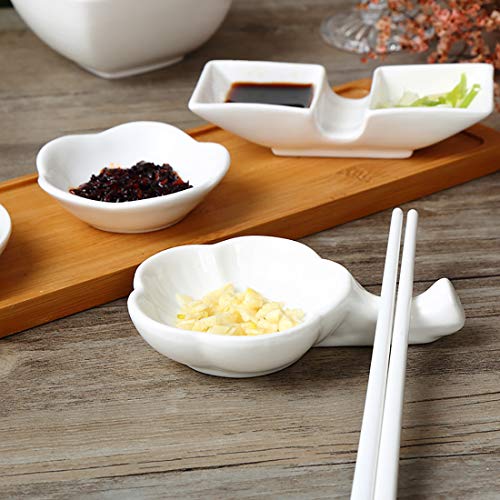 image for MULHUE 8 PCS Ceramic Plum Blossom Chopsticks Rest Sauce Dish, Chinese 