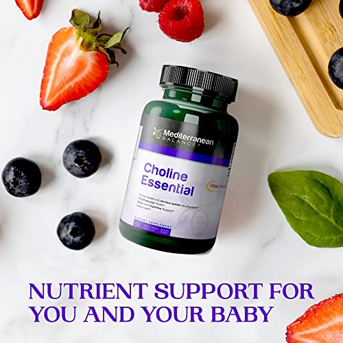 Mediterranean Balance Choline, Prenatal Brain And Cognitive Support Vitamin, Kosher, Vegetarian, Choline Supplement For Pregnant And Nursing Women, 550Mg Of Choline Per Serving, 30 Day Supply #TOP4
