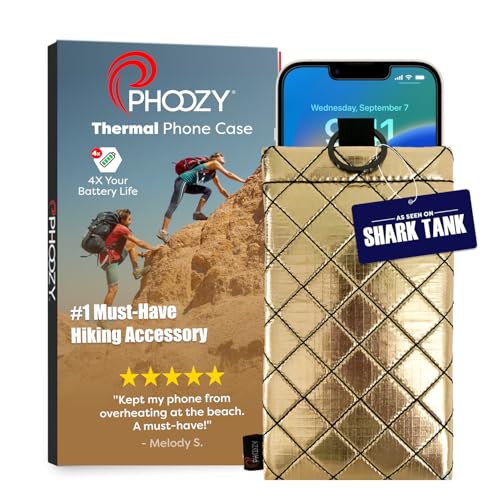 PHOOZY Apollo II Thermal Phone Case with NASA-Derived Technology - Extends Battery Life 4X in Hot or Cold Weather - Military Grade 8-Foot Drop Protection Insulated Pouch - Large Gold