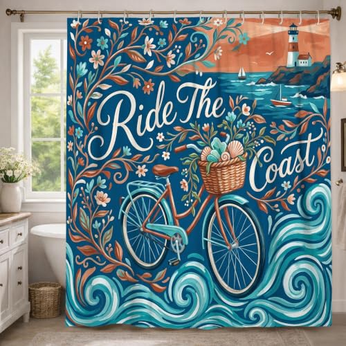 Rideau de douche extra long bleu 183x243 cm en polyester imperméable