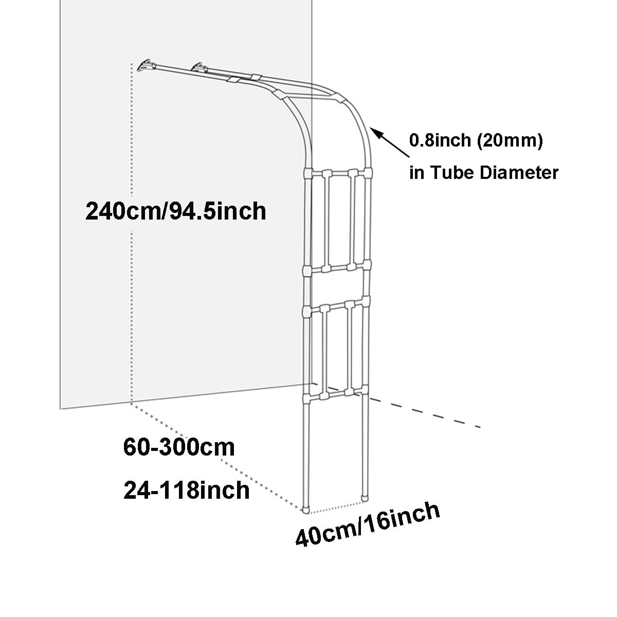 Arco per Rose, Archetto da Giardino, 270 220 180 60 90 120 150 240 cm Semiarco Traliccio per Rampicanti, Supporto in Acciaio, Resistente alle Intemperie Archi(Nero,WxH 150x240cm)