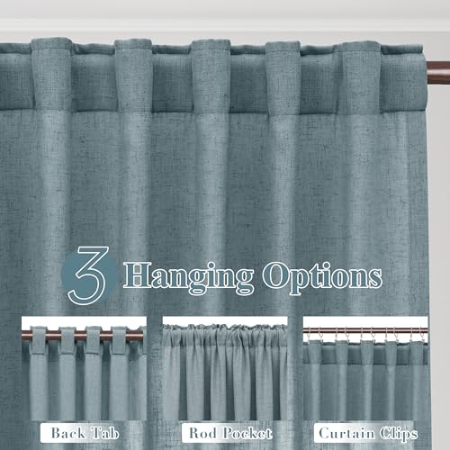Image of Joywell Extra Long Linen Curtains 108 Inches for Living Room Light Blue