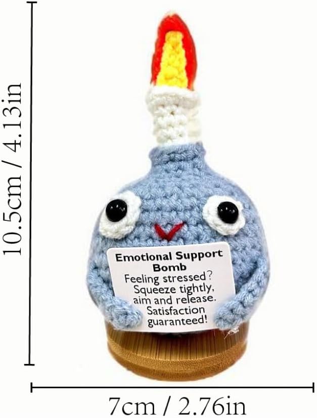 Emotional Support (Grey) Bomb - Crochet Stress Relief Novelty