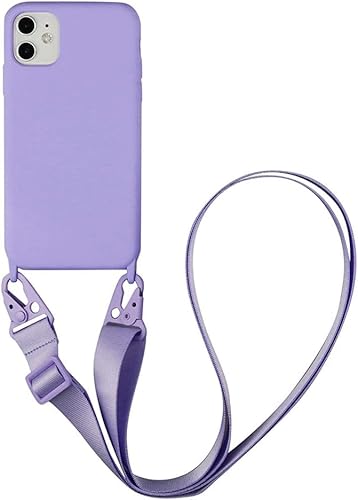 UnnFiko For iPhone 16 Plus�P�[�X �l�b�N�X�g���b�v �X�}�z�P�[�X �u���F �V���R�� �A�C�t�H�� 16 Plus�P�[�X �V���v�� �\�t�g �ی�J�o�[ �g�уX�g���b�v �R�t�� �΂߂��� (iPhone 16 Plus,Purple)