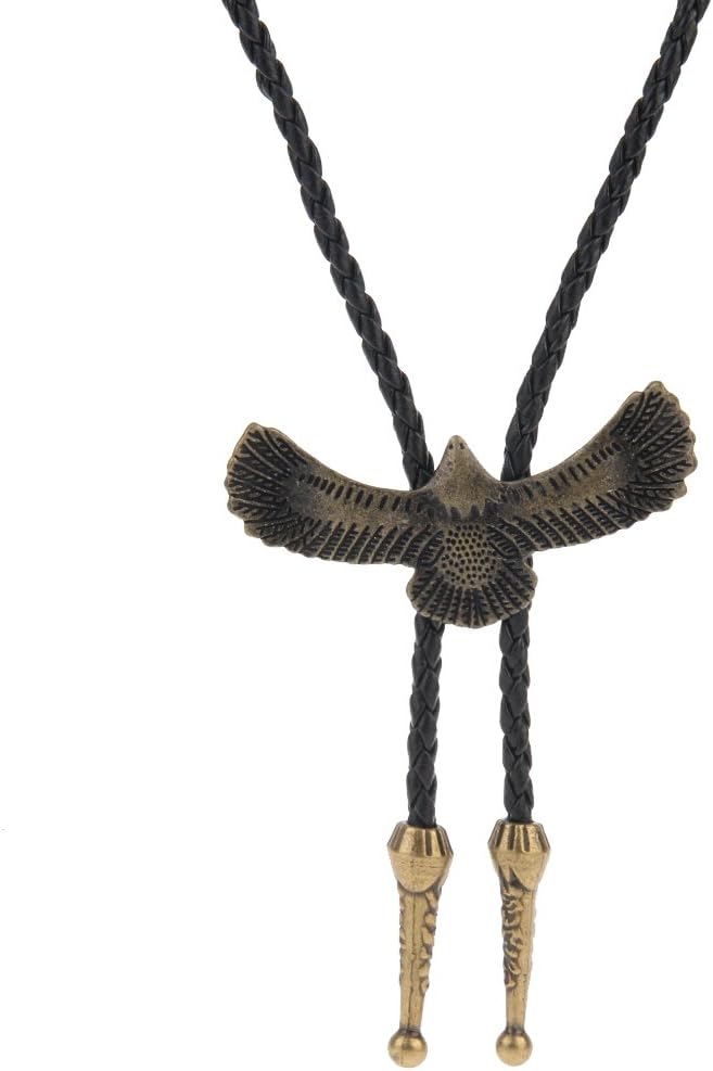 COOLLA Bolo tie- Handmade Eagle Western Cowboy Black Vintage Turquoise Pendant for Women,Men