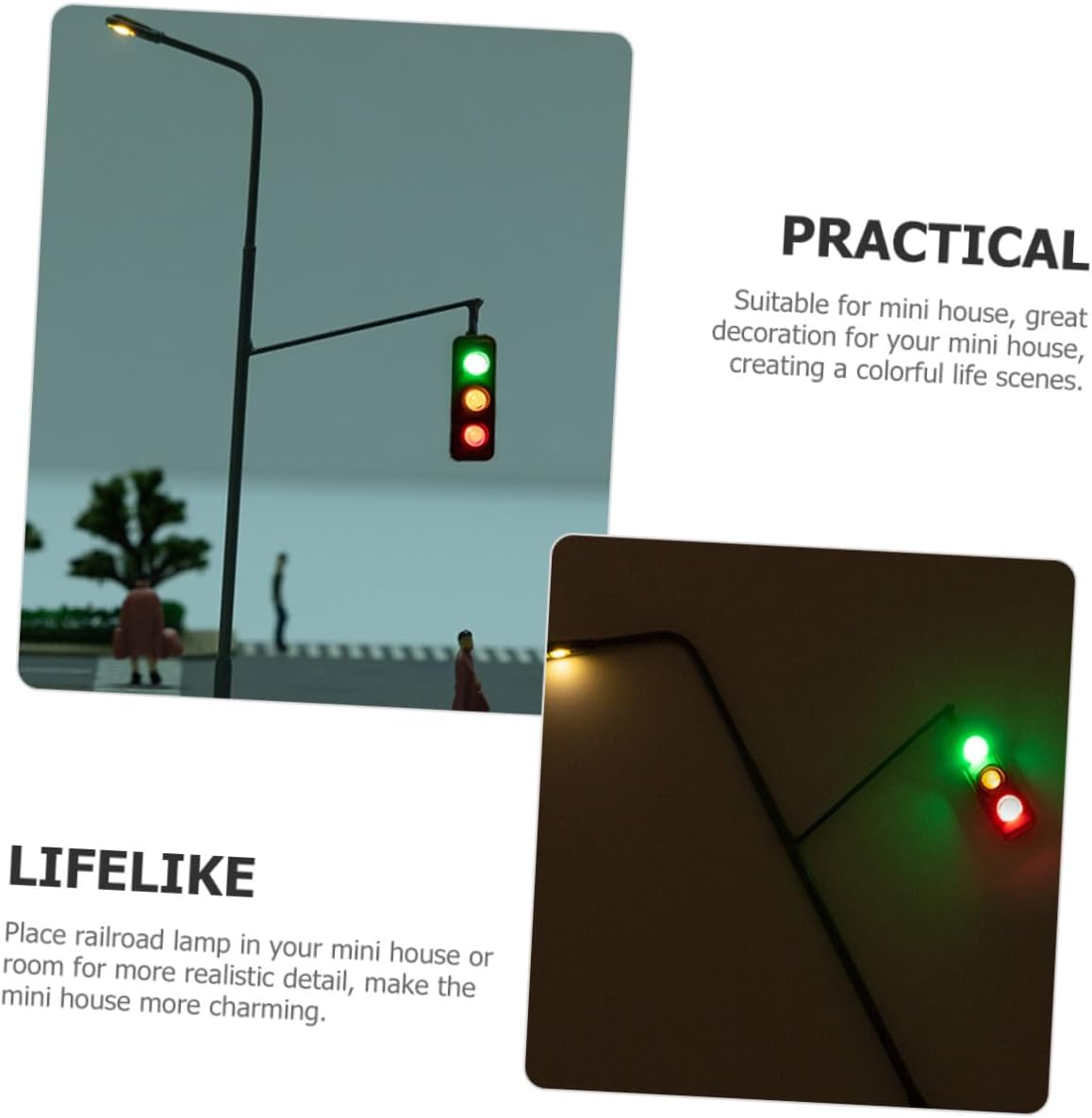 Railroad Light Model Warm White LED Traffic Signal for Sand Table Decor Scale Train Layout Accessory Miniature Street Light Adornment for Model Railway Scenes