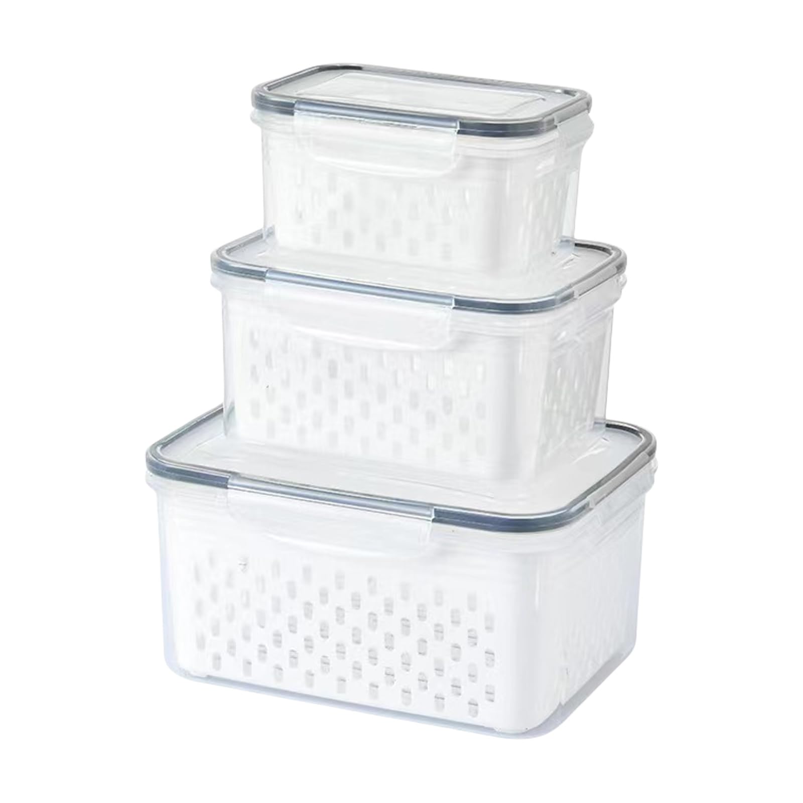 Nucelit Efficient Food Holders Dishwasher Safe Container with Double Layer Design for Freshness Produce and Leftovers Clear ABS Kitchen Organizers