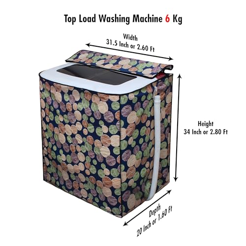 Image of DREAM CARE Waterproof & Dustproof Washing Machine Cover Top Load & Semi Automatic Suitable for 6 kg, 6.2 kg, 6.5 kg (80 x 86 x 51 cms)