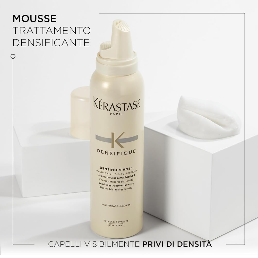 Kérastase, Densifique Femme, Mousse per Styling Addensante e Rinforzante, Per Capelli Diradati, Con Acido Ialuronico, Gluco Peptide e Ceramidi, Densifique Densimorphose, 150 ml