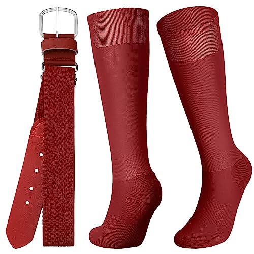 Image of Zhanmai Baseball Belt and Socks Combo, Adjustable Elastic Belt and Softball Socks, Multiple Sizes for Youth Boys Girls, Adult