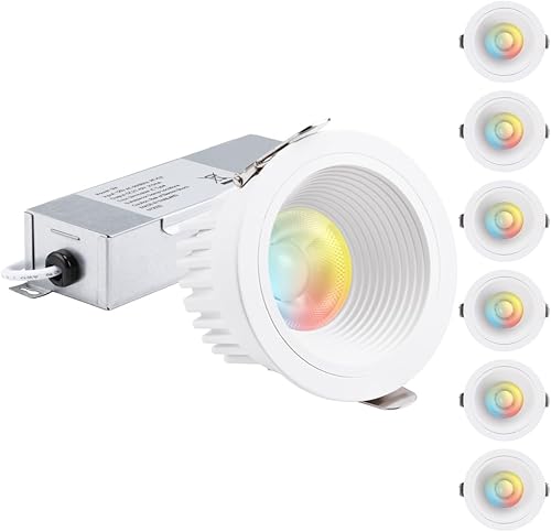 TORCHSTAR 5CCT - Luces LED empotrables de 3 pulgadas con caja de conexiones, marco estrecho, aluminio, 9 W, 700 lúmenes, CRI90, regulable,