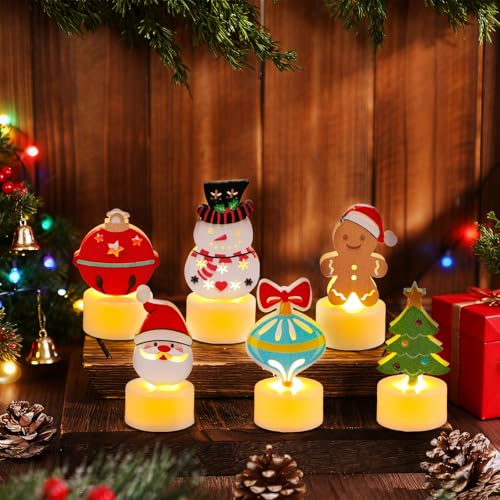 Velas de té de Navidad para centro de mesa acogedor con LED sin llama 5