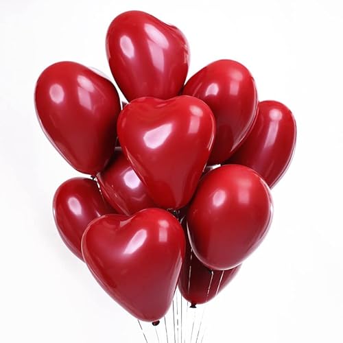 logei® 100x Ballons sous forme en Coeur Amour Ballon Coeur Ballon Ballons de décoration pour la fête, l'engagement, le mariage, l’anniversaire et la Valentine (Rouge) Cover