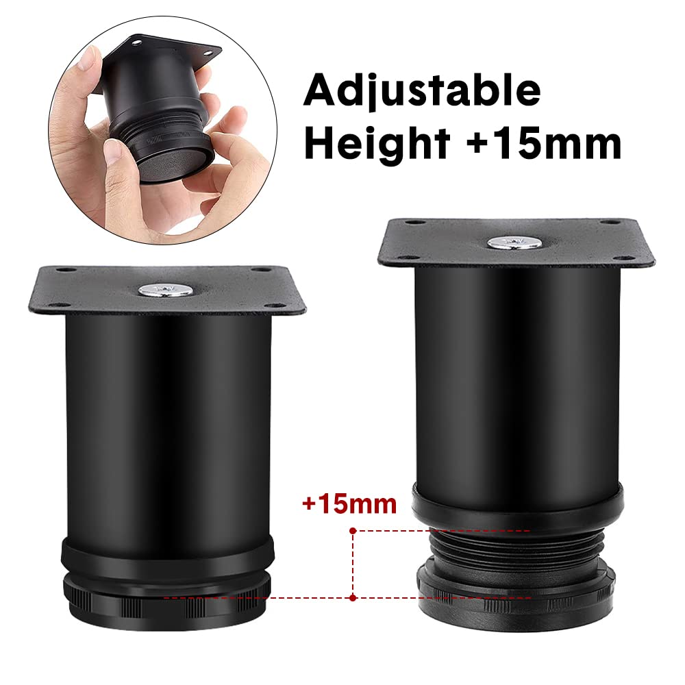 LYCXAMES Furniture Feet, Pack of 4 Round Cabinet Feet, 6 cm Adjustable Furniture Legs, Stainless Steel Base Feet - Image 4