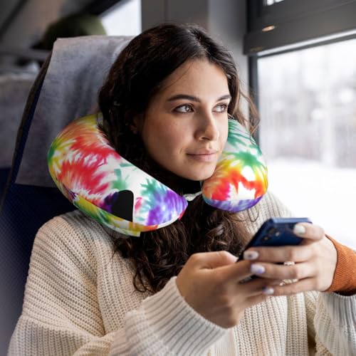 Almohada para viaje con diseño oso tie dye y soporte cuello miniatura 6