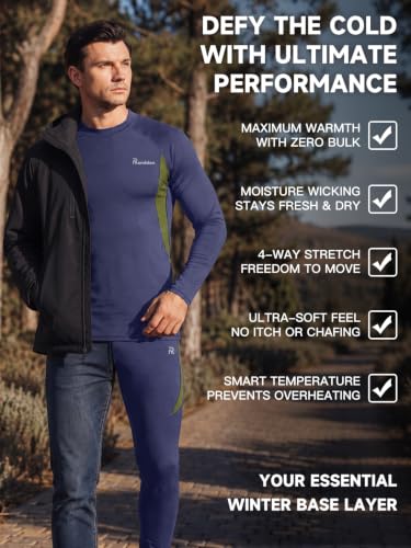 Image of romision Thermal Underwear for Men Stretch Fit, Fleece Base Layer Top & Bottom Set, Insulated Long Johns for Cold Weather Hunting