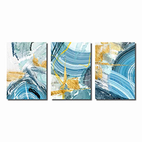 Nordique mur photos pour salon moderne affiche art abstrait bleu or 40x60cm 3pcs