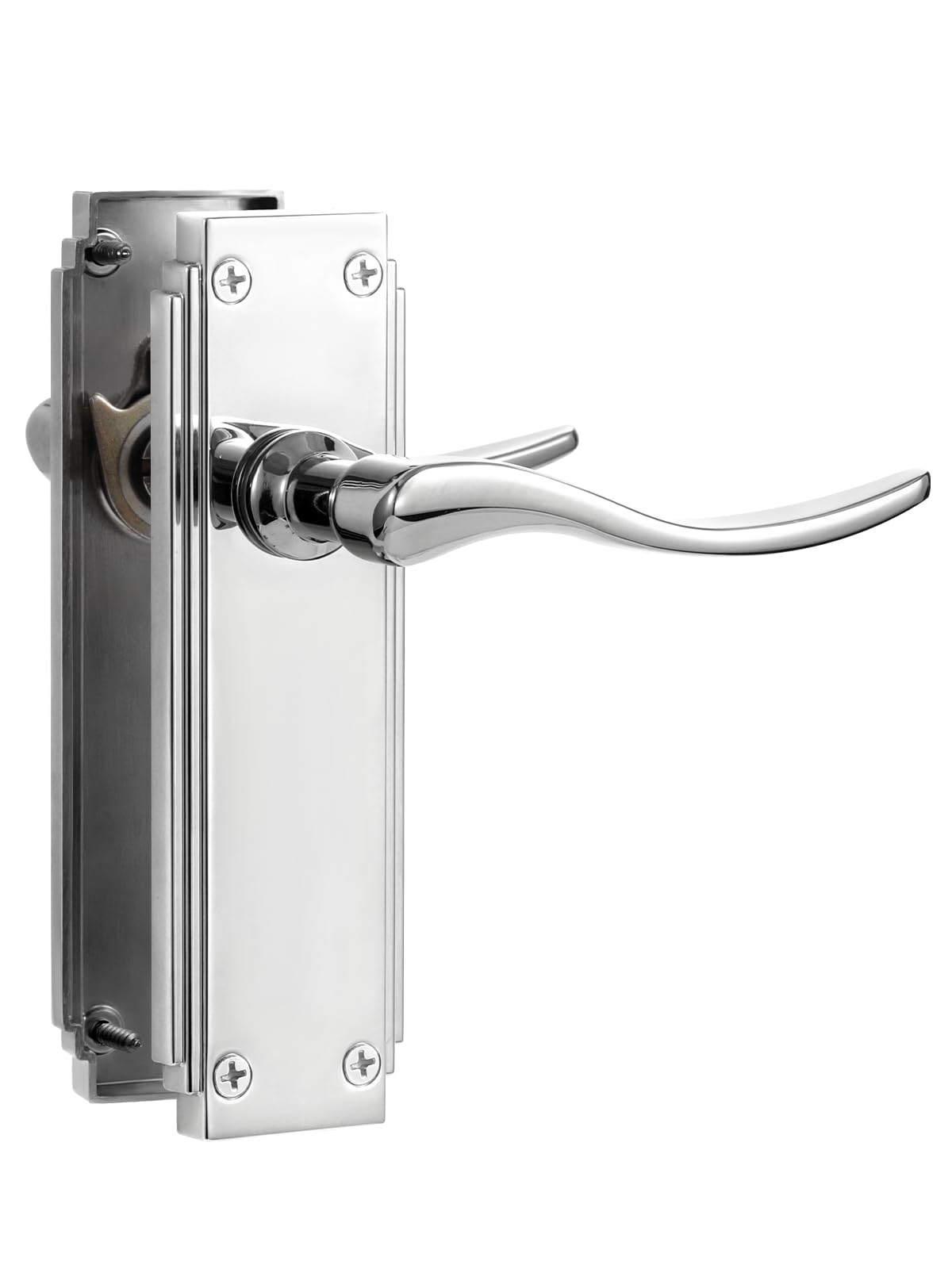 SORWDUERM 1 Pair Hanoverian Scroll Polished Chorme Internal Door Handles,Short Latch Lever Set for Interior Wooden Doors,Fits Standard UK Door,Zinc Alloy