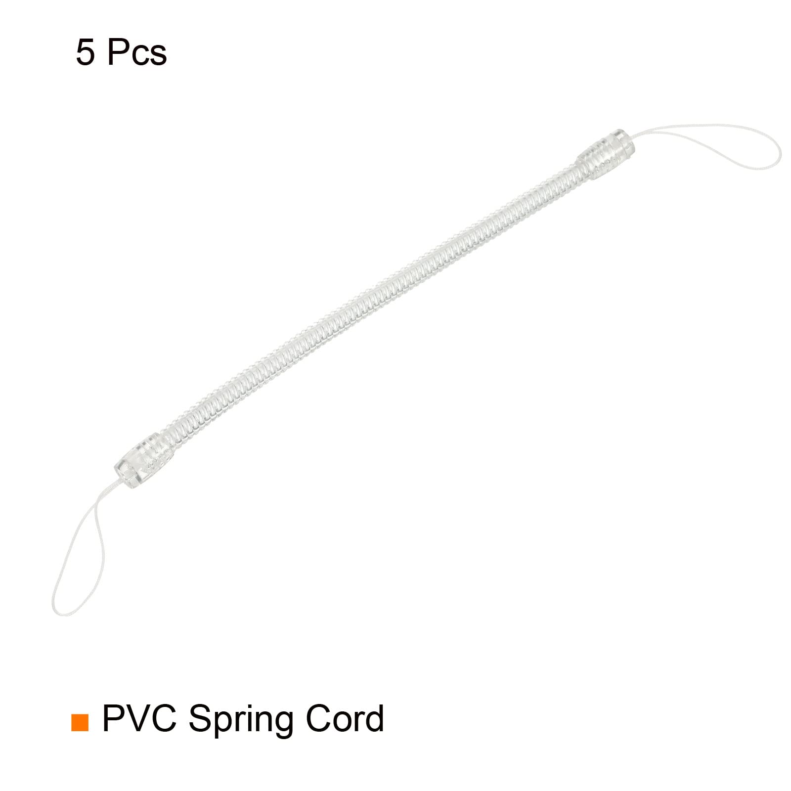 PATIKIL Retractable Spring Coil Strap 6", 5 Pack Plastic Spiral Stretchy Key Holder Stylus Lanyard Cord, Clear - Image 3