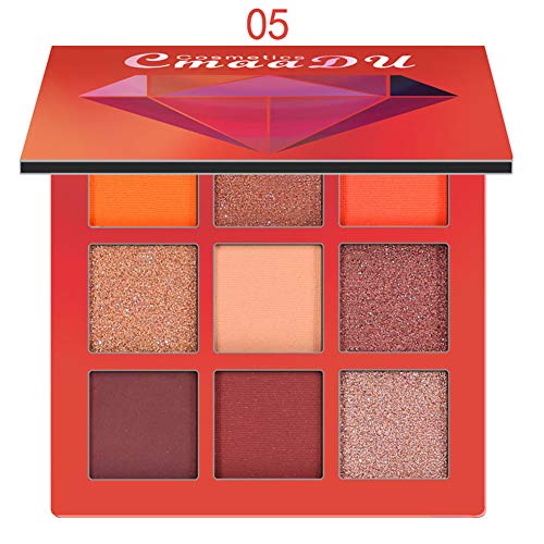 Ownest 9 Colors Eyeshadow Palette, Shimmer and Matte Eyeshadow Plate,Waterproof Long Lasting Eye Shadow Powder Creamy-Orange