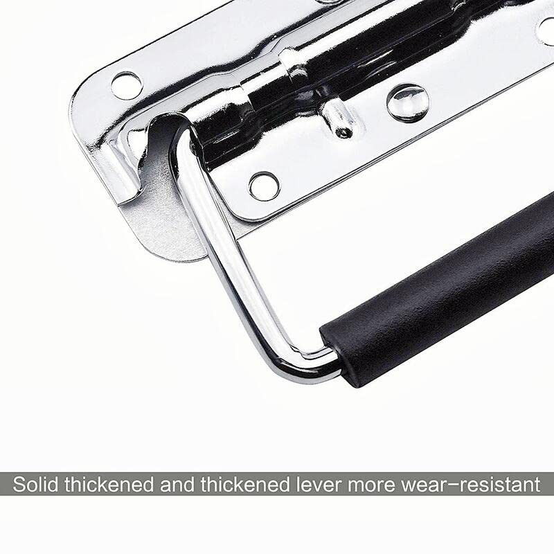 Image of 2Pcs Stainless Steel Folding Spring Handle for Toolbox Suitcases Equipment Cabinet Pull Drawer Knobs Hardware Accessories,Free Screws (4Pack, Size :100mm)