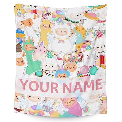 Blanket for Girl - 30x40 Inches Cute Llama Throw Gifts - Personalized Colorful Soft Fuzzy Blankets for Couch & Office