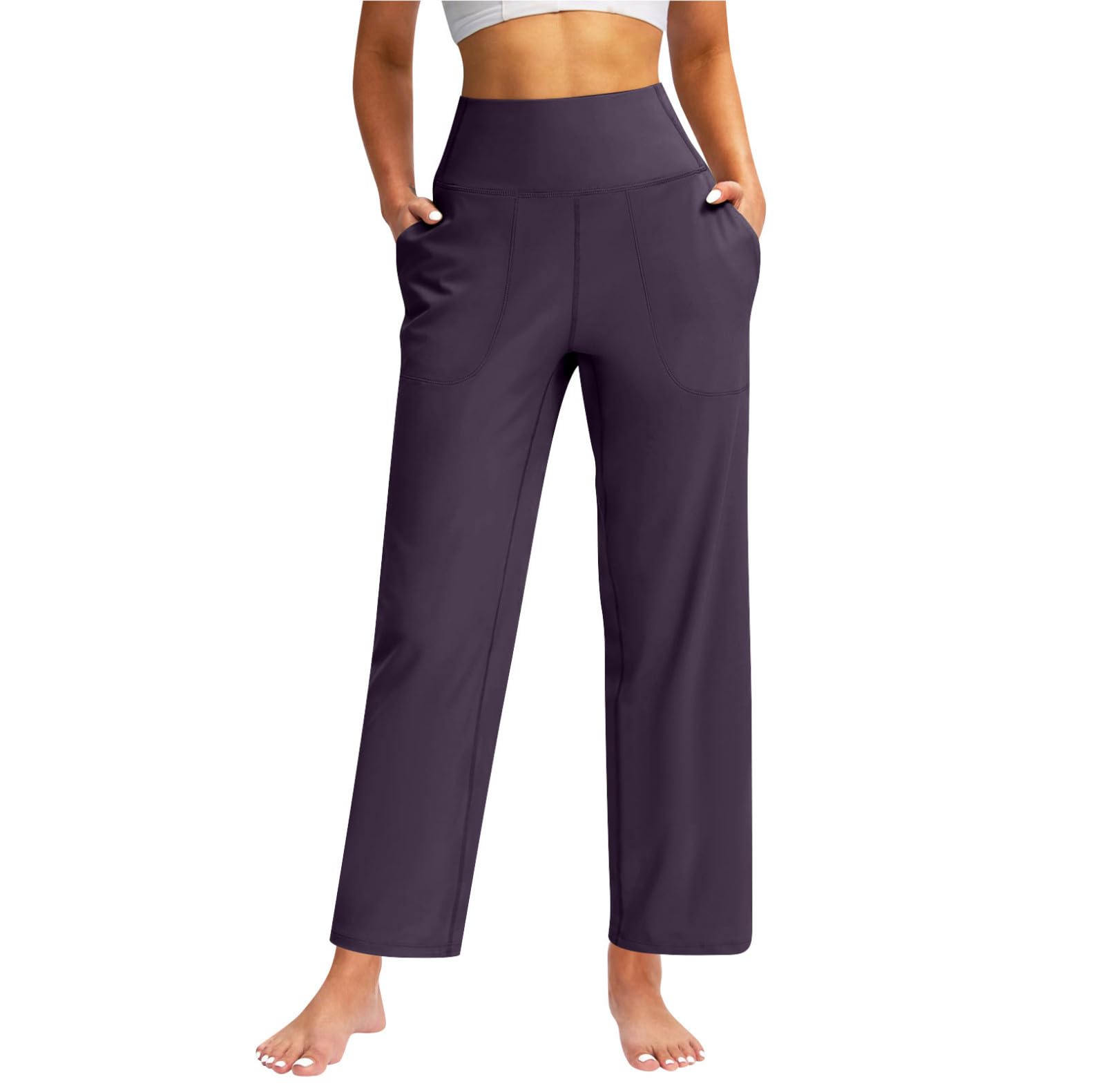 Wide Leg Yoga Pants for Women Tummy Control Gym Workout Pants Elastic High Waist Baggy Sweatpants Cozy Athletic Pants Comfy Pants Fold Over Yoga Pants for Women Stretch Active Pants for Women