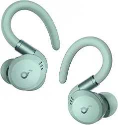 soundcore Sport X20 da Anker, Fone de Ouvido Bluetooth Sem Fio, Fone esportivo, ANC Adaptativo, Ganchos Ajustáveis, Graves Intensos, À Prova de Suor e Poeira, IP68, 48H de Reprodução, TWS, Verde