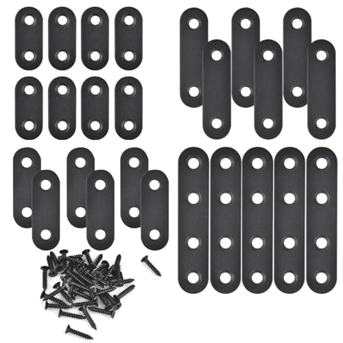 Mending Plates for Wood - 28 Set Metal Flat Plate Straight Bracket for Board, Bed Frame, Furniture & Shelves,Wood Connector Brackets,Stainless Steel (4 Size-28 Set)