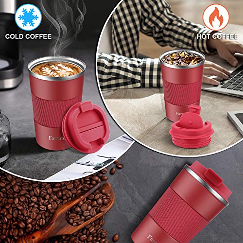 Farruto Tazas de viaje – Tazas de café reutilizables de acero inoxidable con taza de silicona, 100% a prueba de fugas… - Imagen 7